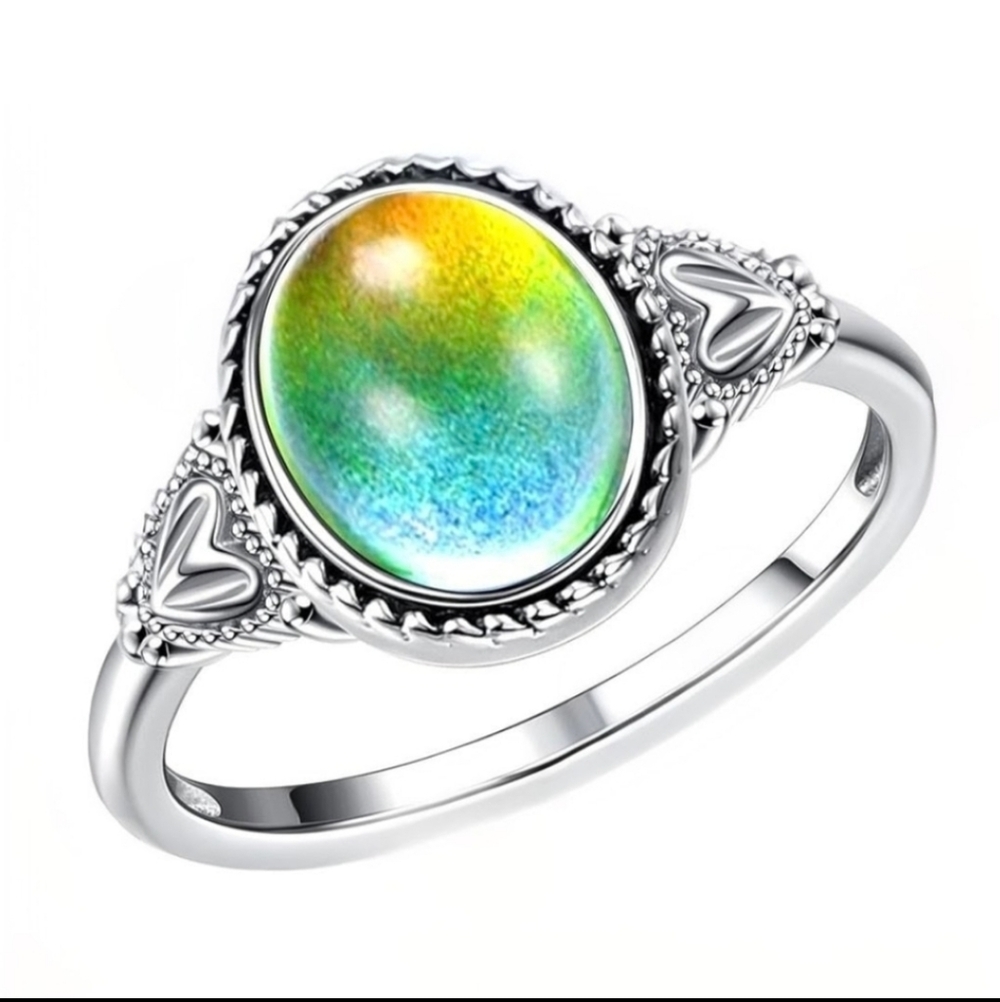 Mood Ring Size 7 Moon Stone Silvery Temperature Changing Rings